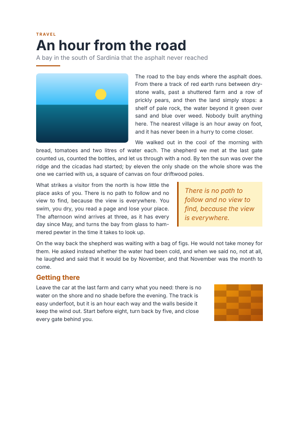 The first page of the magazine article example